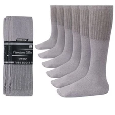6-12-18 Pairs Men's Grey  Tube Socks Over The Calf Sport Cotton Socks Big &Tall