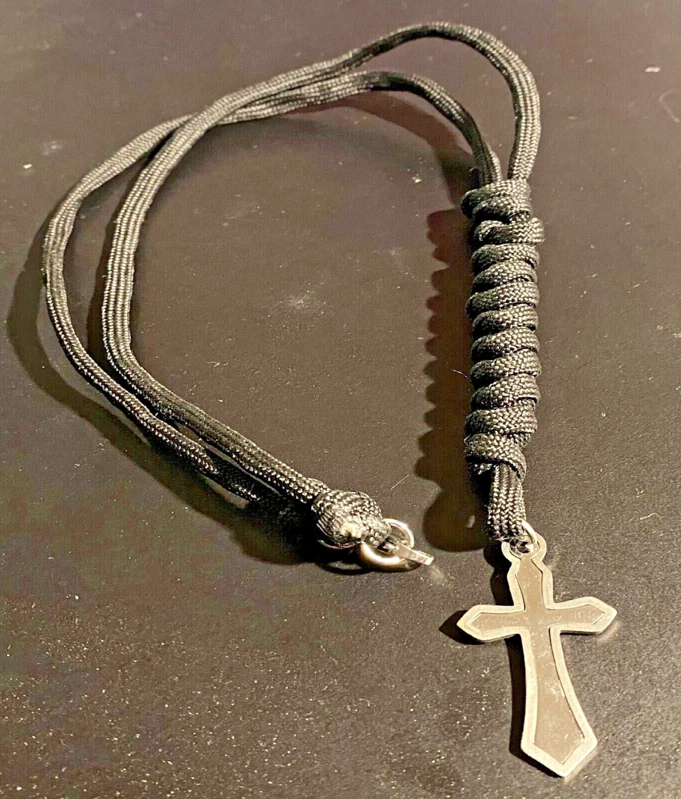 Collana con croce in acciaio inox da uomo donna catenina crocifisso regolabile