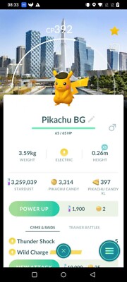 Pokemon GO/SHINY BLACK HAT PIKACHU/INCHEON/SAFARI ZONE WITH LOCATION CARD