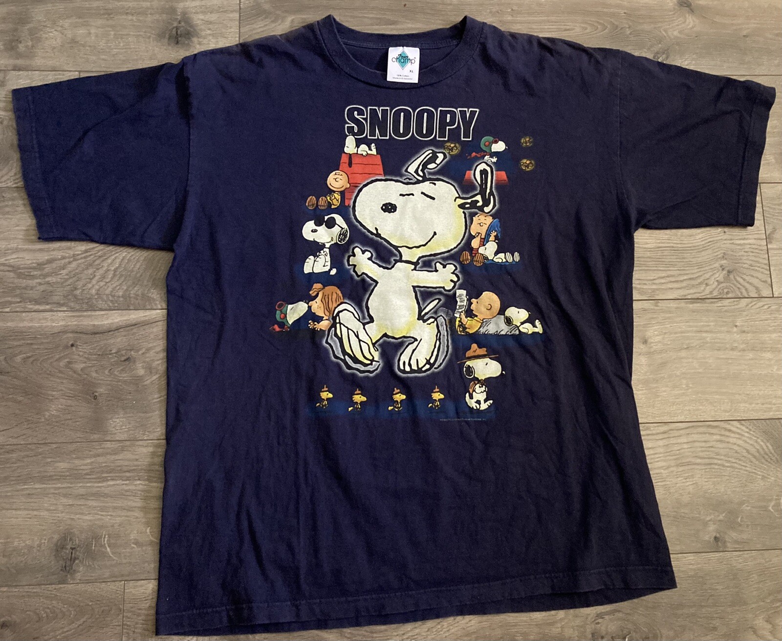 Vintage Peanuts Gang SNOOPY WOODSTOCK TShirt VTG 90s… Gem