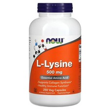 Now Foods L Lysine 500 mg 250 Capsules Essential Amino Acid Non GMO Supplement