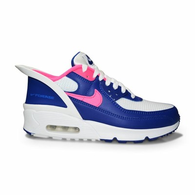 Juniors Nike Air Max 90 Flyease GS - CV0526 101 - White Blue Pink | eBay