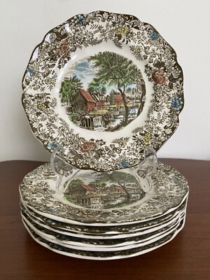 Set Of 7 Bread &Butter Plates Mill Stream By Johnson Brothers England