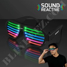 RAVE LED Rechargeable SOUND REACTIVE Lights Party Glasses BLINKING FUN
