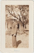 SOLDIER IN UNIFORM Vintage Photo - Dated 1942 3.5" x 5.5"