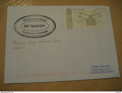 MS BEAVER Cargo Container Pertenreederei Castor Ship Cover MARNE 1991 To Stolber