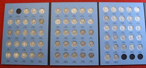 1916-1945 Mercury Dimes Circ New Whitman Folder Book Album missing 1916-D MD27
