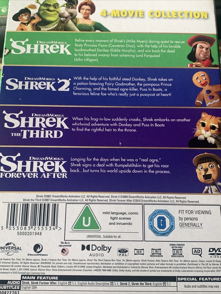 Shrek 1-4 1 2 3 4 Complete Boxset Quadrilogy (DVD) Brand New Sealed - Image 2 of 2