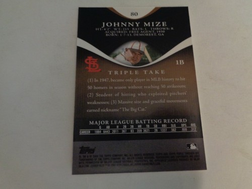 2009 Topps Triple Threads Sepia Johnny Mize Card #80 Serial #416/525 - Picture 2 of 2