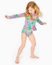 NWT Lilly Pulitzer UPF 50 Girls Ansley Rashguard Set So Shellegant Size 2