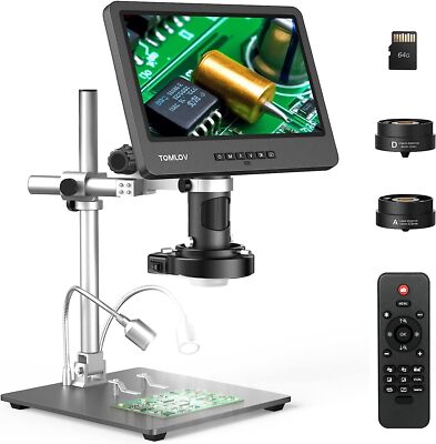 TOMLOV DM602 Pro 10'' Digital soldering Microscope HDMI 2000x Coin Microscope 64G