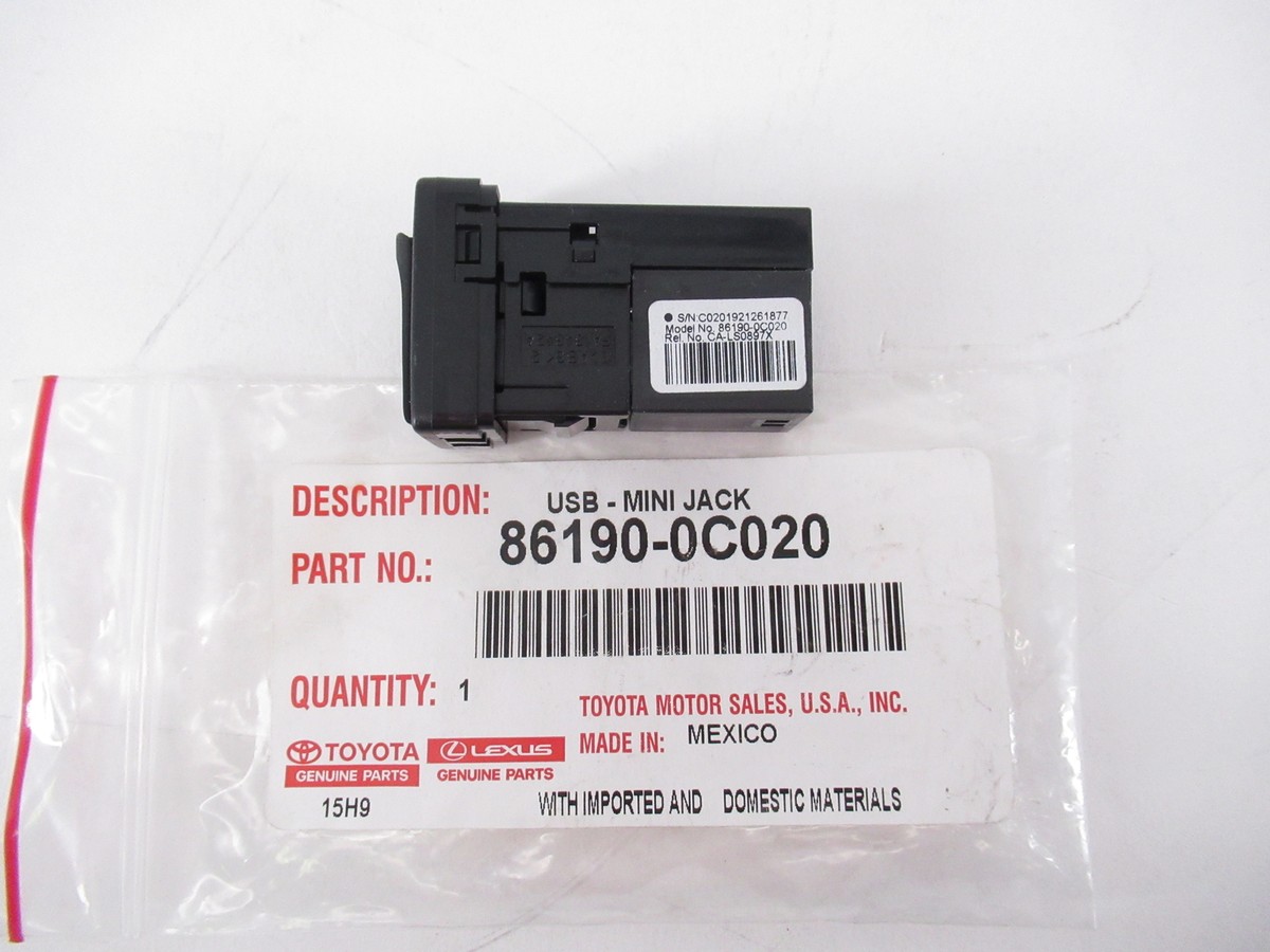 Genuine OEM Toyota 86190-0C020 USB AUX Jack Adaptor Port | Black