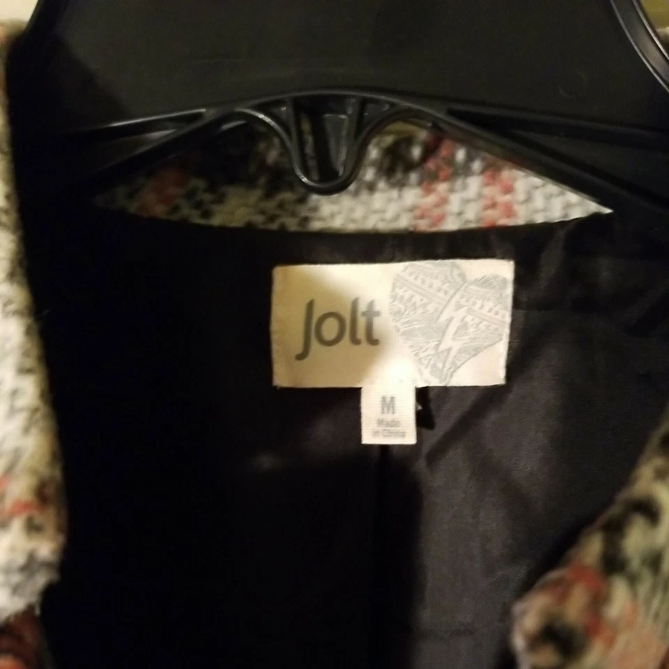 JOLT Plaid Wool Blend Jacket Blazer Gray & Orange Fall Winter Women's M - Изображение 4 из 4