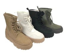 UGG Women's The UGG Lug Combat Boots Black White Sand Moss Green 1143833