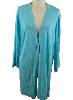 Chico's Cardigan Summer Romance Clear Aqua Blue 3/4 Sleeve New NWT