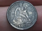 1872 P Silver Seated Liberty Dime- Philadelphia, VF/XF Details