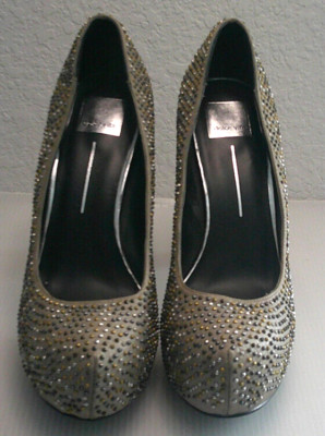Dolce Vita Brenna Mixed Metal Studded Taupe Leather Platform Pump Heel Size 10M