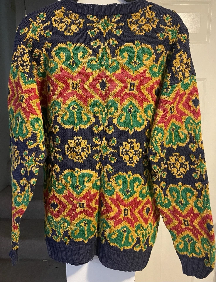 Suéter Cosido a Mano Estampado Completo Tommy Hilfiger De Colección Raro Talla Pequeño 22” x 29” Foto 3 de 4