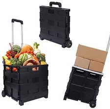 Heavy Duty Folding Shopping Cart Rolling Luggage Trolley Basket 100 Lbs Capacity