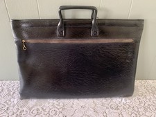Vintage Hazel Black Document Briefcase Portfolio Bag Attache Case Leather 17"x11