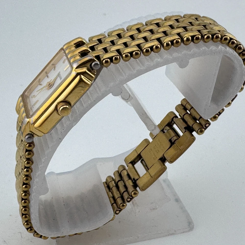 Vintage Bulova Quartz Watch 97L81 Women Gold Tone Rectangle New Battery 6.25" - Image 4 of 4