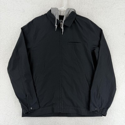 Volcom Jacket Mens XL Black Gray Hooded Full Zip Windbreaker Collared Outdoor