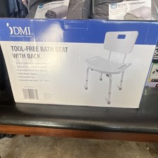 DMI Tool-Free Adjustable Height Shower/Bath Chair w/ Back Non-Slip 300 lb White