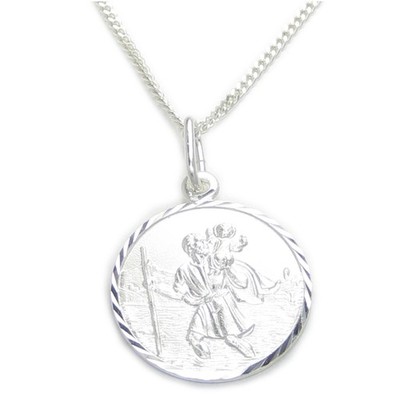 Saint Christopher sterling silver pendant on an 18 inch chain .925.