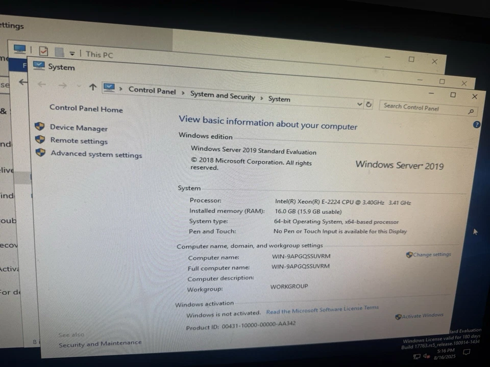 hp proliant dl20 gen10 E3-2224 16gb Ddr4 4tb Hdd Server 2019 - Image 4 of 4