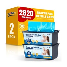 Diaper Pail Refill Bags, 2-Pack 60 Bags , 30 Bags Per Refill 2Pack... Fast Ship