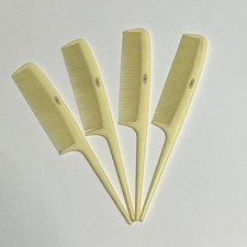 Stanley Vintage Cream Plastic Hair Comb Set Styling Tail Comb 4pc Rat Tail