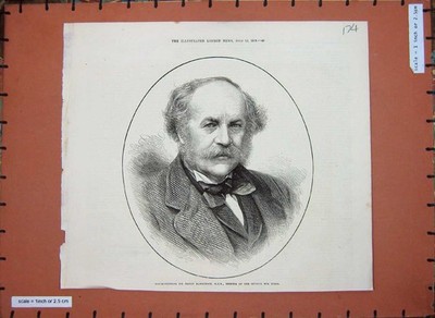 Original alter antiker Druck Generalmajor Sir Henry Rawlinson Council Indien 1873