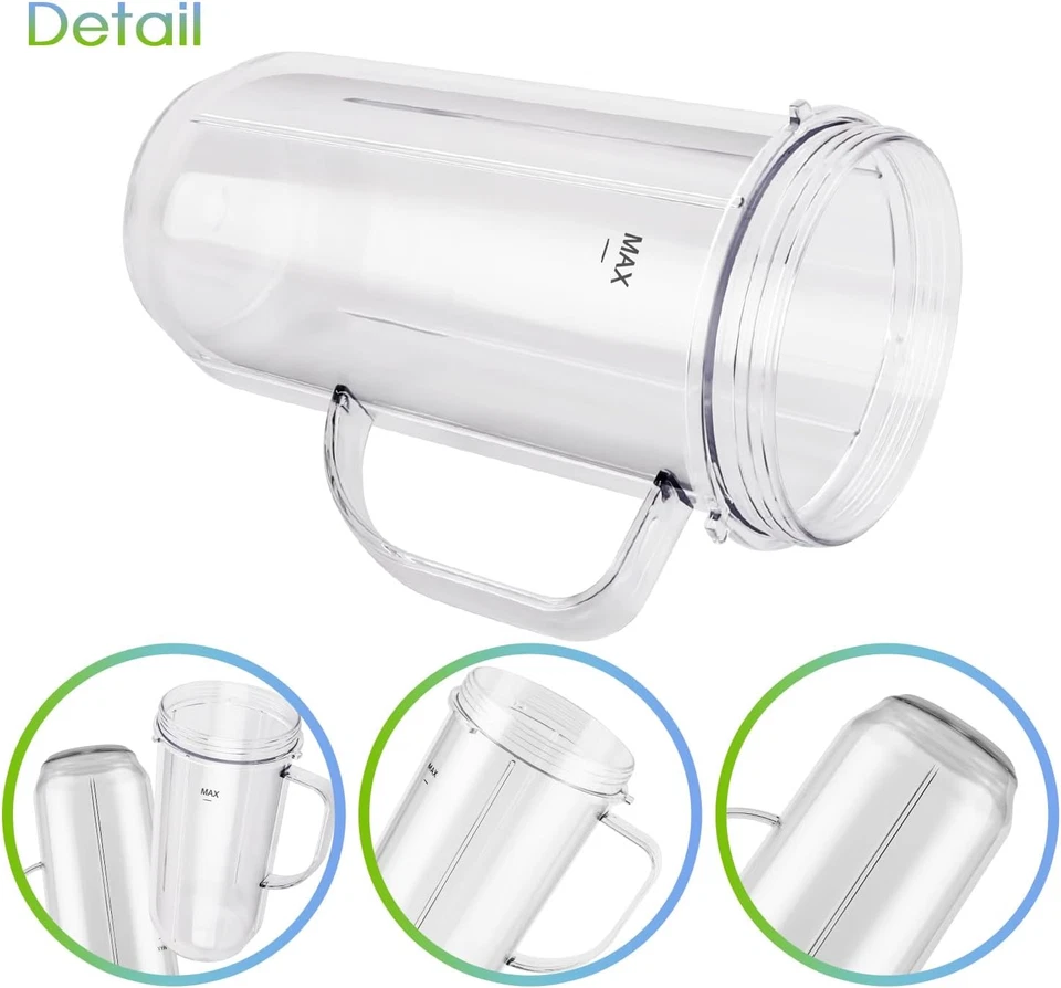 5-Piece Magic Bullet Blender Cups, Tall 22Oz Cup Blender Replacement Parts, 250W - Image 4 of 4