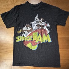 SPACE JAM Tune Squad Basketball Black Speckled Taz Bugs Bunny Tee Shirt Small