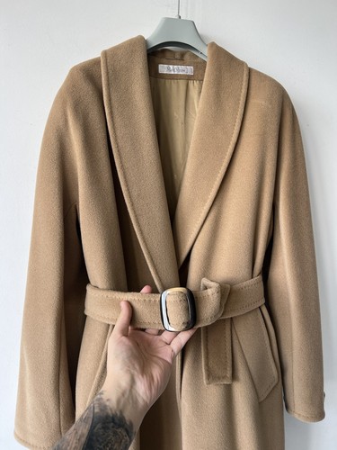 Cappotto donna Max Mara lana cashmere beige con cintura taglia US 8,UK 12,IT 42 - Foto 11 di 20