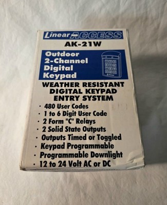 New In Box!! LINEAR Access AK-21W Exterior Digital Keypad Keyless Entry System 