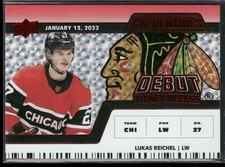2022-23 UD Credentials Lukas Reichel Horizontal Debut Ticket Red /299 #182