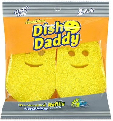 Scrub Daddy Dish Daddy Dishwand Sponge Refill, 2-Pack Non-Scratch Sponge