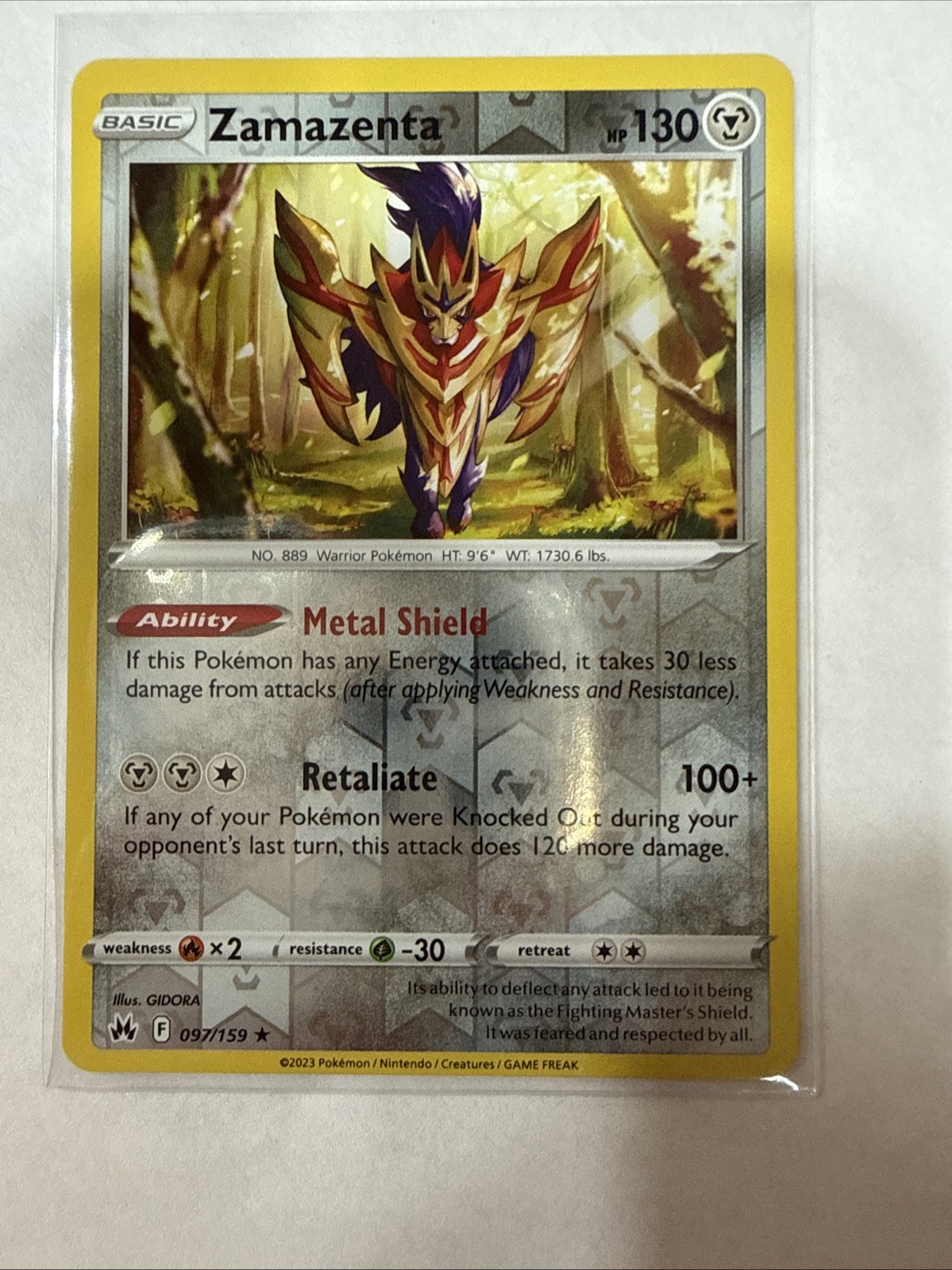 Zamazenta 97/159 Crown Zenith Reverse Holo Rare Pokémon TCG M