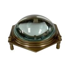 Antiqued Brass Hexagonal Dome Desk Magnifier, Antique Vintage Style, Magnifyi