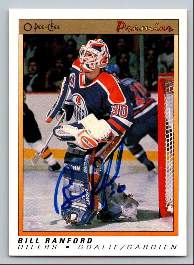 1990-91 O-PEE-CHEE PREMIER HOCKEY IP AUTO BILL RANFORD AUTO EDMONTON OILERS #94