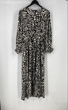Umgee Womens Black Cream Abstract Long Sleeve Casual Maxi Dress Size Large