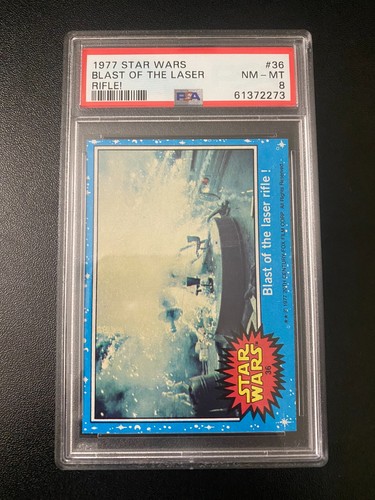 1977 Topps Star Wars #36 Blast of the laser rifle! — PSA 8
