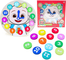  Cocomelon Wooden Learning Clock Puzzle - Learn to Tell the Time - Toddler Toys