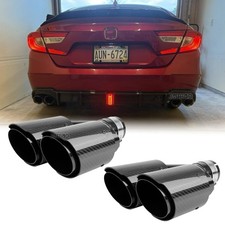 Dual 2.5 Inlet 4 Outlet Quad Exhaust Tips Carbon Fiber For Honda Accord Sport