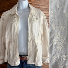 POLO Ralph Lauren Off White Linen Cutout Open Blazer Size 8 Western Americana
