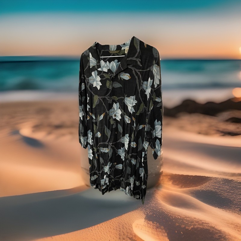 Men’s Tommy Bahama XXL Reverse Print Hawaiian Style Shirt 