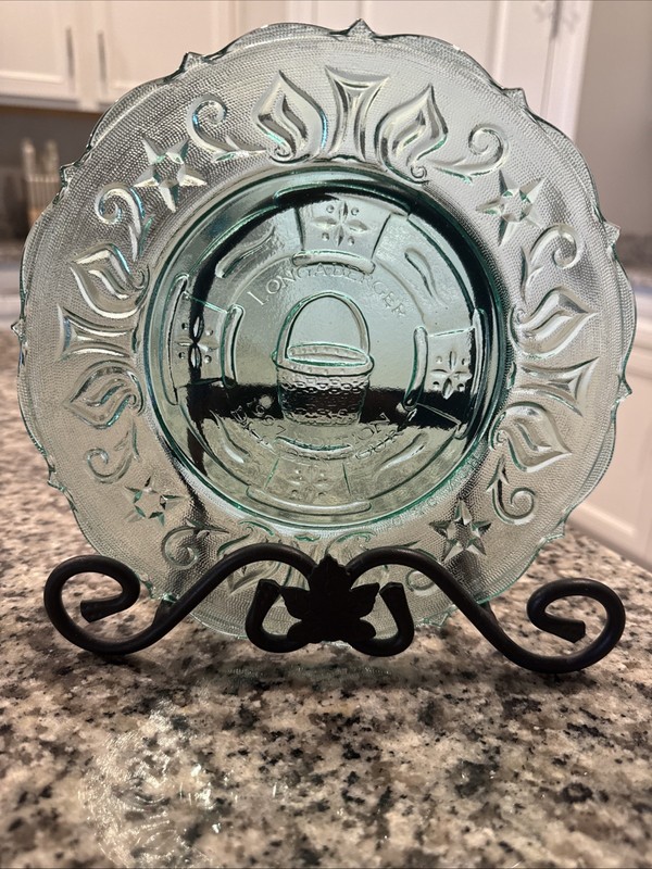 Longaberger HEISEY 1997 Teal Green DRESDEN TOUR PLATE Easel Not Included