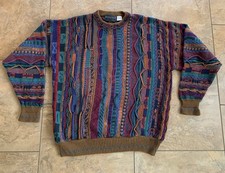 Florence Tricot Sweater Mens Large 3D Textured Chunky Knit Coogi Multicolored
