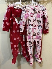 Set Of 2 Carters Girl Christmas Fleece Pajamas Size 18 Months